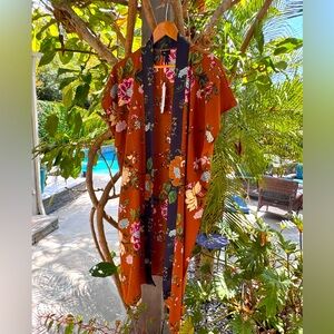 Floral Kimono with Black Trim